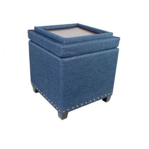 Foldable Storage Ottoman With Tray